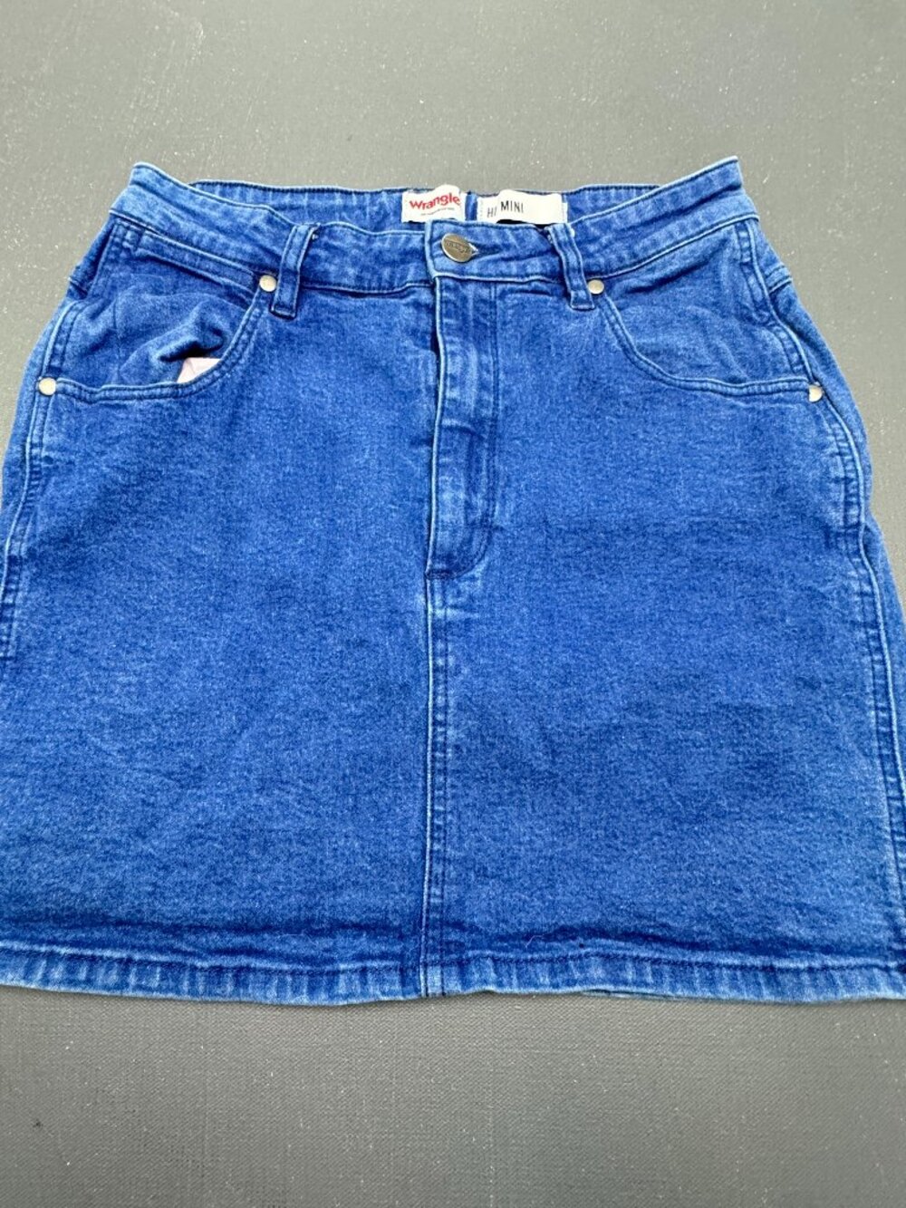 Wrangler Womens Size 13 Blue Jean Denim Mini Skirt Stretch Cotton Blend Classic